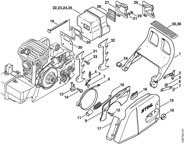 Moto-serras a gasolina (MS) 039 Freio da corrente da marca Stihl