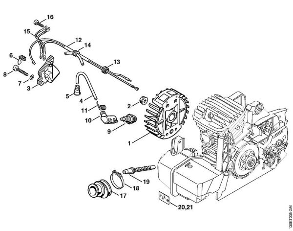 Moto-serras a gasolina (MS) 039 Sistema de ignição da marca Stihl