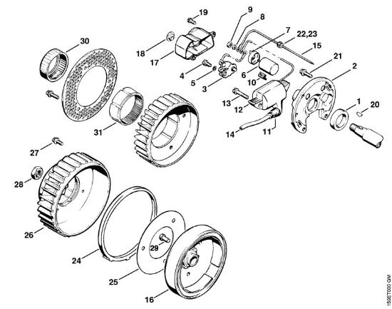 Moto-serras a gasolina (MS) 041 FB Sistema de ignição da marca Stihl