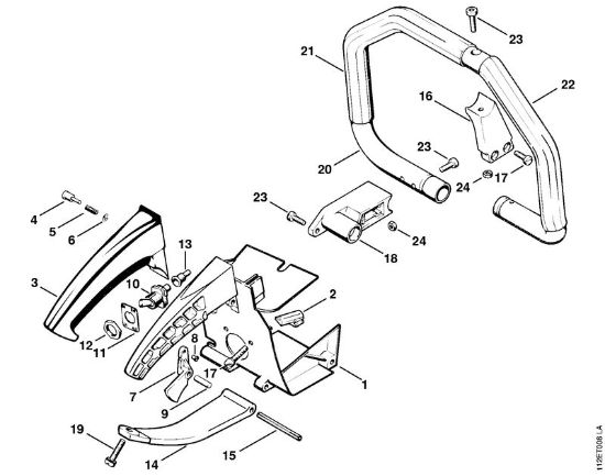 Moto-serras a gasolina (MS) 041 G Cobertura, Tubo do punho circular com mangueira da marca Stihl