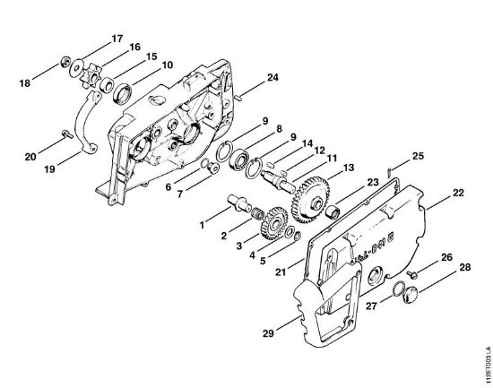 Moto-serras a gasolina (MS) 041 G Roda dentada recta, Roda de accionamento da corrente, Engrenagem tampa da marca Stihl
