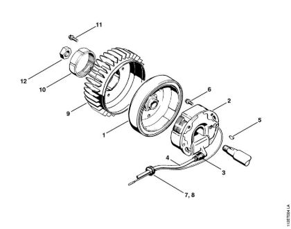 Moto-serras a gasolina (MS) 041 G Sistema de ignição, Roda do ventilador da marca Stihl