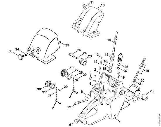 Moto-serras a gasolina (MS) 042 Q Caixa do tanque da marca Stihl