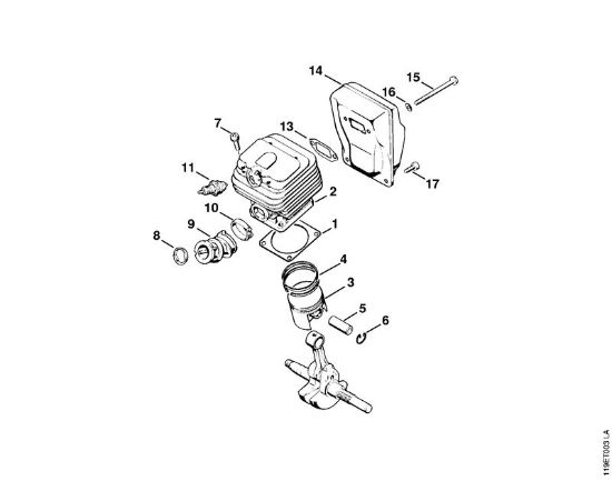 Moto-serras a gasolina (MS) 042 Q Cilindro, Silenciador da marca Stihl
