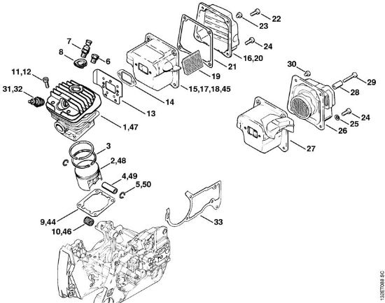Moto-serras a gasolina (MS) 044 W Cilindro da marca Stihl