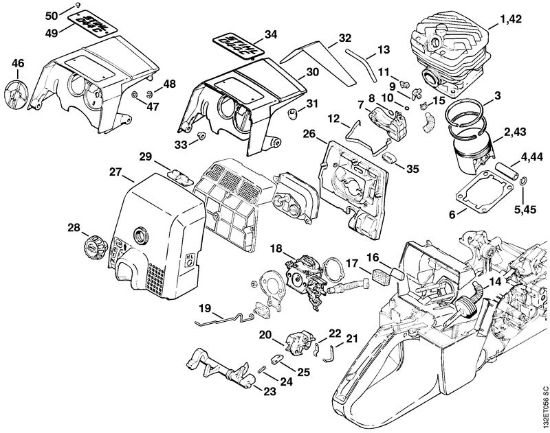 Moto-serras a gasolina (MS) 044 W Peças da transmissão automática de arranque da marca Stihl