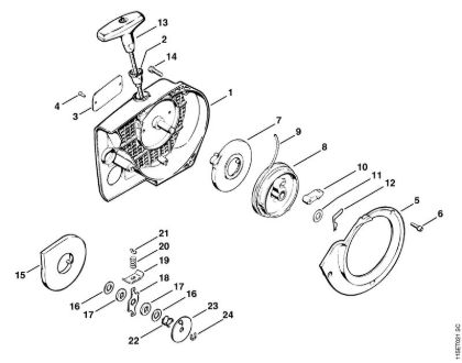 Moto-serras a gasolina (MS) 045 AV Dispositivo de arranque da marca Stihl