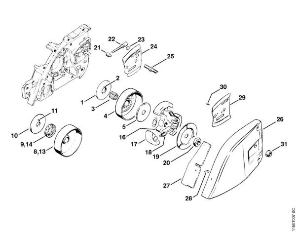 Moto-serras a gasolina (MS) 045 AVEQ Carreto, Embreagem da marca Stihl