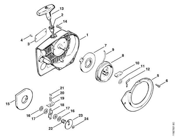 Moto-serras a gasolina (MS) 045 AVEQ Dispositivo de arranque da marca Stihl