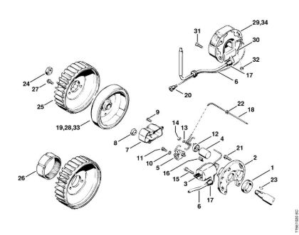 Moto-serras a gasolina (MS) 045 AVSE Sistema de ignição da marca Stihl