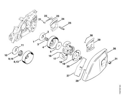 Moto-serras a gasolina (MS) 045 AVSEQ Carreto, Embreagem da marca Stihl