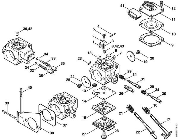 Moto-serras a gasolina (MS) 046 Carburador HD-14, HD-16, HD-24 da marca Stihl