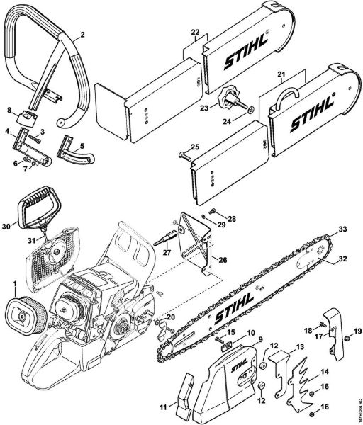 Moto-serras a gasolina (MS) 046 Jogo de transf. Serra para bombeiros (27.2000), (31.2005) da marca Stihl