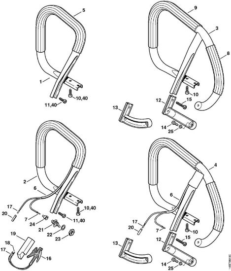 Moto-serras a gasolina (MS) 046 C Tubo do punho, Folha de aquecimento da marca Stihl