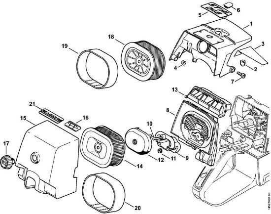 Moto-serras a gasolina (MS) 046 Magnum BR Cobertura, Filtro de ar da marca Stihl
