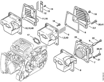 Moto-serras a gasolina (MS) 046 Magnum BR Silenciador da marca Stihl