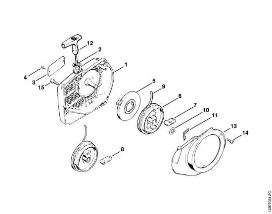 Moto-serras a gasolina (MS) 048 AVE Dispositivo de arranque da marca Stihl