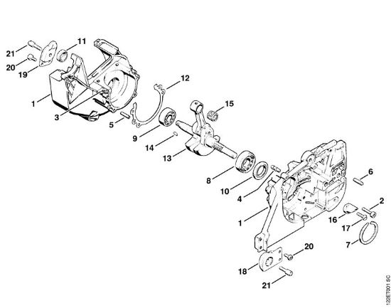 Moto-serras a gasolina (MS) 048 W Caixa da cambota, Cambota da marca Stihl