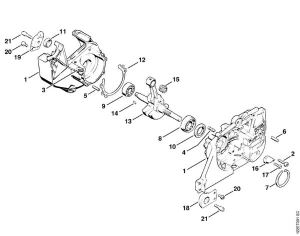 Moto-serras a gasolina (MS) 048 W Caixa da cambota, Cambota da marca Stihl