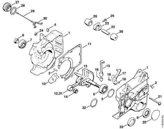 Moto-serras a gasolina (MS) 051 Q Caixa da cambota da marca Stihl