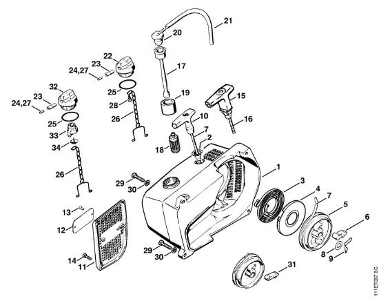 Moto-serras a gasolina (MS) 051 Q Dispositivo de arranque da marca Stihl