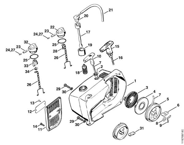 Moto-serras a gasolina (MS) 051 Q Dispositivo de arranque da marca Stihl