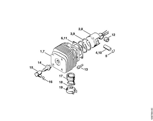 Moto-serras a gasolina (MS) 056 Cilindro da marca Stihl