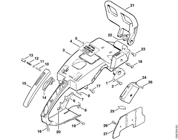 Moto-serras a gasolina (MS) 056 Quadro do punho da marca Stihl