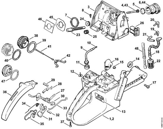 Moto-serras a gasolina (MS) 064 Caixa do tanque da marca Stihl