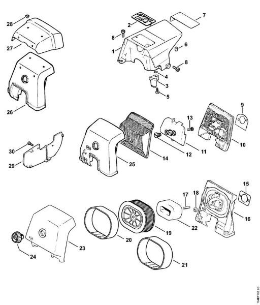 Moto-serras a gasolina (MS) 064 Cobertura, Filtro de ar da marca Stihl