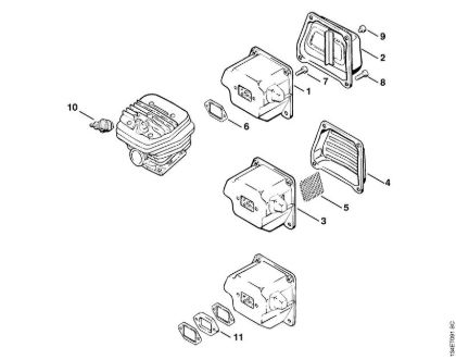 Moto-serras a gasolina (MS) 064 Silenciador da marca Stihl
