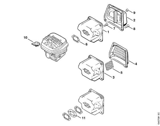 Moto-serras a gasolina (MS) 064 R Silenciador da marca Stihl