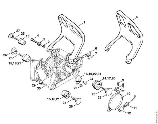Moto-serras a gasolina (MS) 064 R Sistema anti-vibratório da marca Stihl