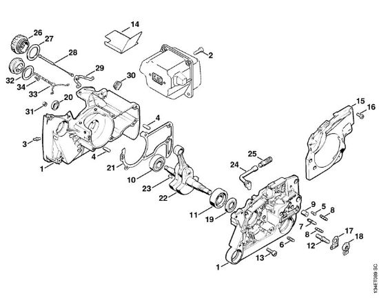 Moto-serras a gasolina (MS) 064 W Caixa da cambota da marca Stihl
