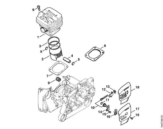 Moto-serras a gasolina (MS) 064 W Cilindro da marca Stihl