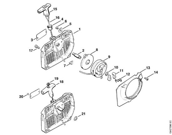 Moto-serras a gasolina (MS) 064 W Dispositivo de arranque da marca Stihl