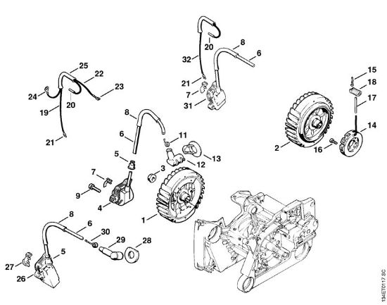 Moto-serras a gasolina (MS) 064 W Sistema de ignição da marca Stihl