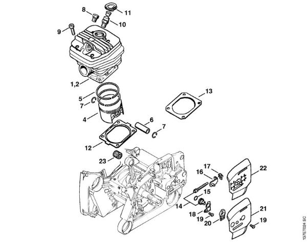 Moto-serras a gasolina (MS) 066 Cilindro da marca Stihl