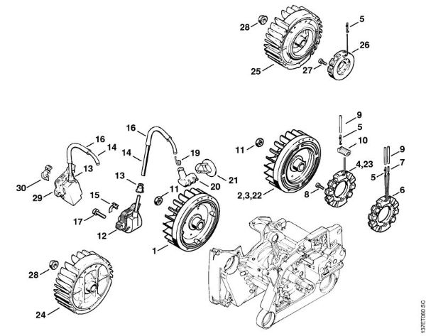 Moto-serras a gasolina (MS) 066 Sistema de ignição da marca Stihl