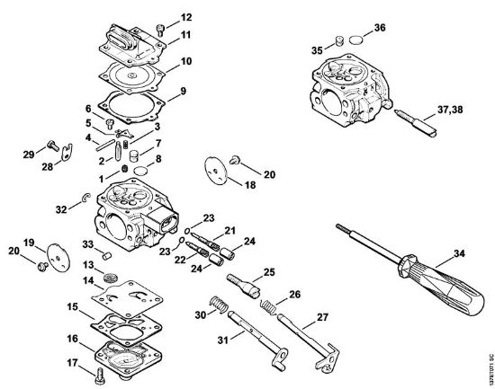 Moto-serras a gasolina (MS) 066 MR Carburador WJ-69 da marca Stihl
