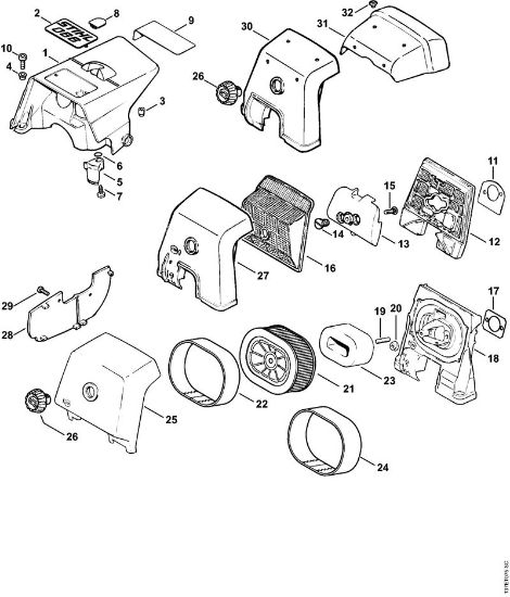 Moto-serras a gasolina (MS) 066 MR Cobertura, Filtro de ar   X 39 176 185 (01.98) da marca Stihl