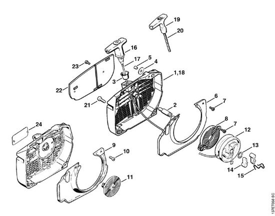 Moto-serras a gasolina (MS) 066 MR Dispositivo de arranque da marca Stihl