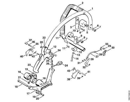 Moto-serras a gasolina (MS) 070 Cabo da mão AV   X 13 281 004 (35.84) da marca Stihl