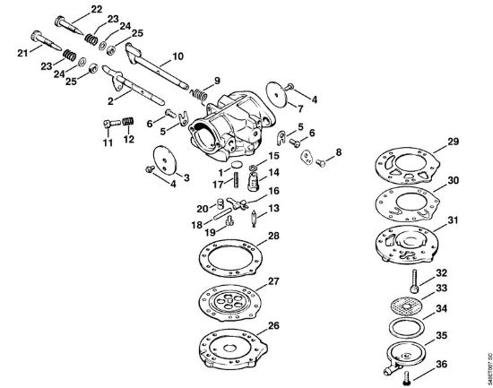 Moto-serras a gasolina (MS) 070 Carburador LB-S9 da marca Stihl
