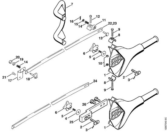Moto-serras a gasolina (MS) 070 Peça para a mão, Protecção da corrente da marca Stihl