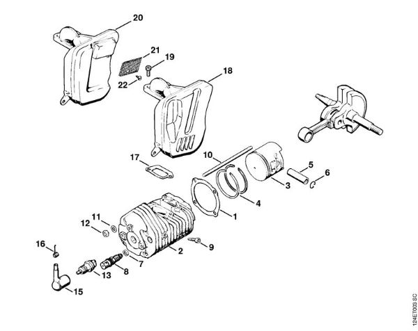 Moto-serras a gasolina (MS) 075 AVE Cilindro, Silenciador da marca Stihl