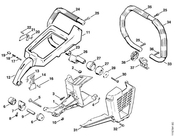 Moto-serras a gasolina (MS) 075 AVEQ Cobertura, Quadro do punho da marca Stihl