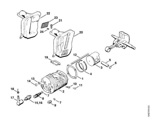 Moto-serras a gasolina (MS) 076 S Cilindro, Silenciador da marca Stihl