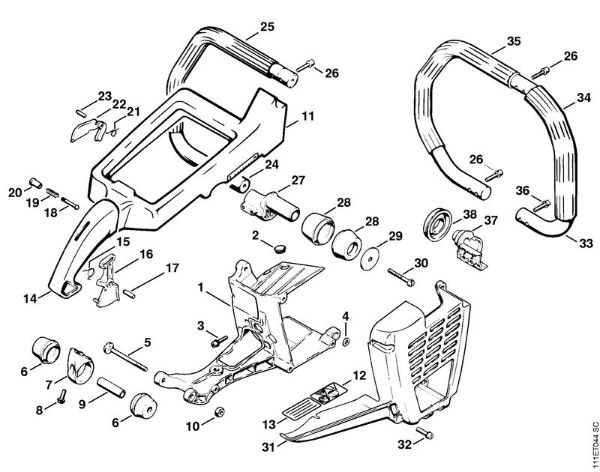 Moto-serras a gasolina (MS) 076 S Cobertura, Quadro do punho da marca Stihl