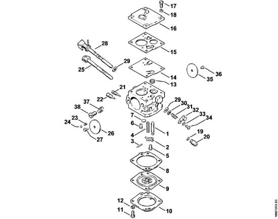 Moto-serras a gasolina (MS) 08 SE Carburador IVH8 Brosol   X 27 526 677 da marca Stihl